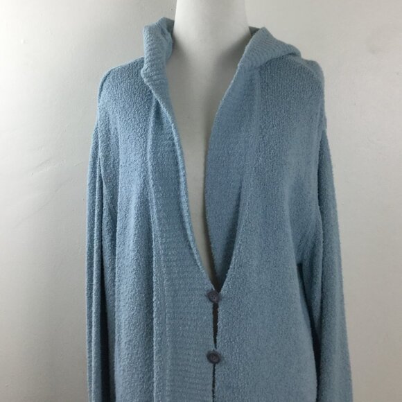 J. Jill Hooded Button Light Blue Boucle Cardigan l - Picture 3 of 9